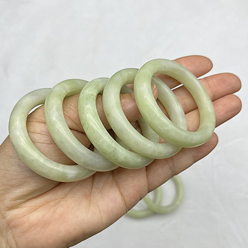 岫玉姜花圆环吊坠玉环挂坠鸟笼圈玉坠汉服腰带扣玉坠DIY配件配饰