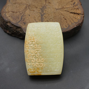 岫玉平安牌吊坠挂件仿古做旧回云纹玉佩玉坠古风汉服腰佩流苏车挂