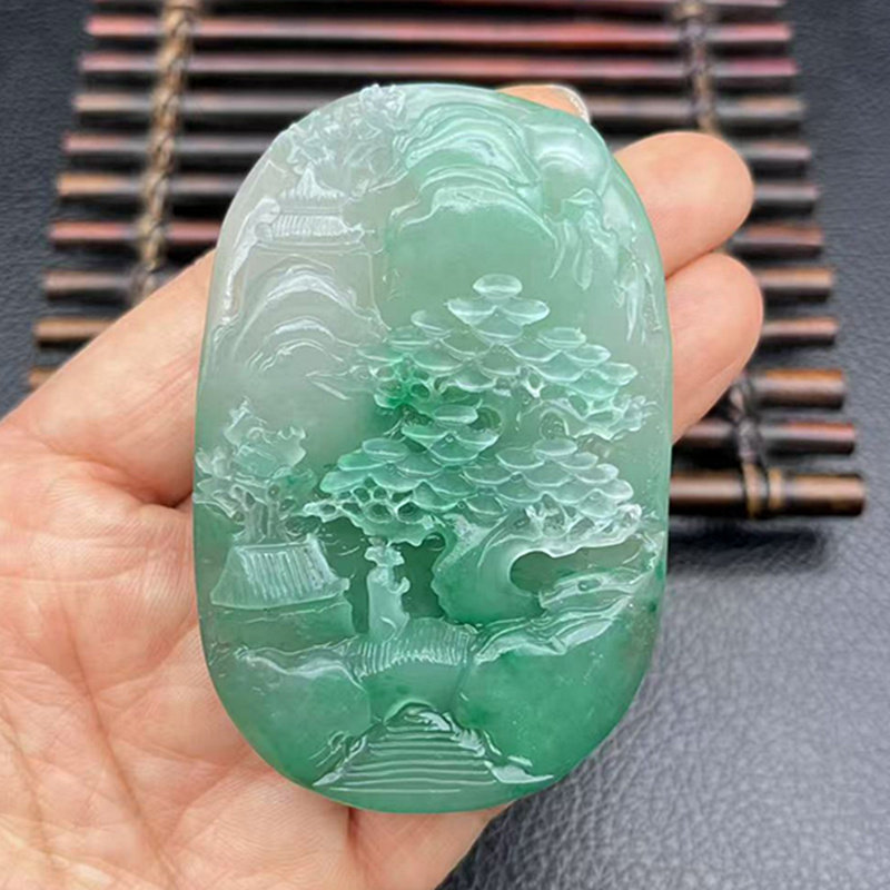 独龙玉山水把玩件挂件玉佩玉坠
