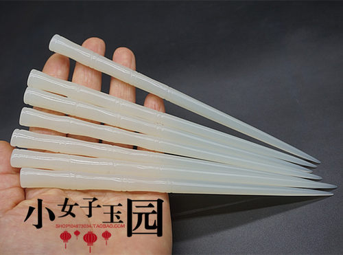古风竹节仿白玉簪子白琉璃发簪古装拍摄头饰道具盘发盘头簪子竹节 - 封面