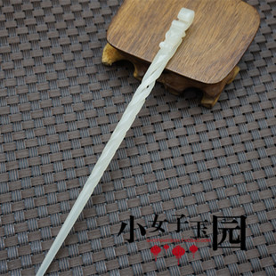 和田玉龙头发簪玉簪青白玉镂空龙形簪子古风汉服男女款头饰配饰