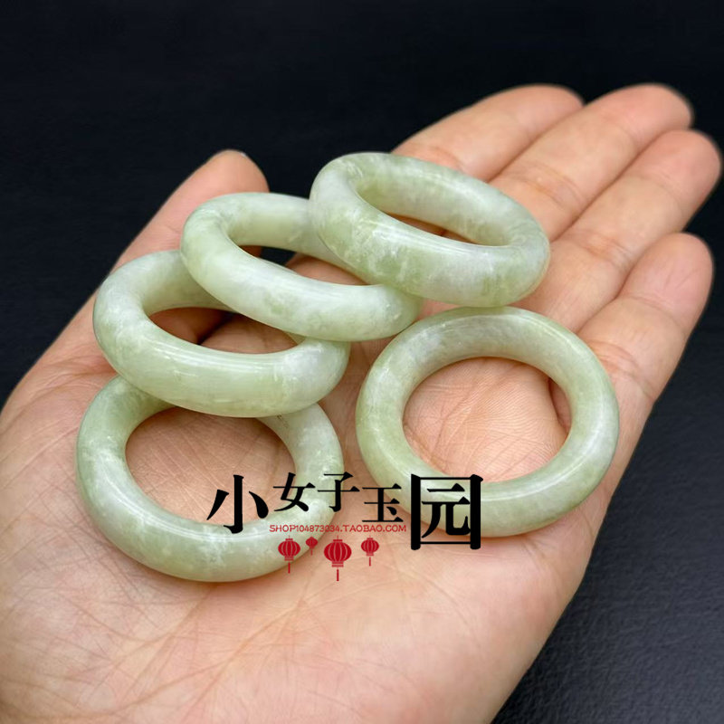 岫玉姜花圆环玉环吊坠挂件仿古圆圈袈裟环鸟笼圈玉佩玉坠汉服腰佩