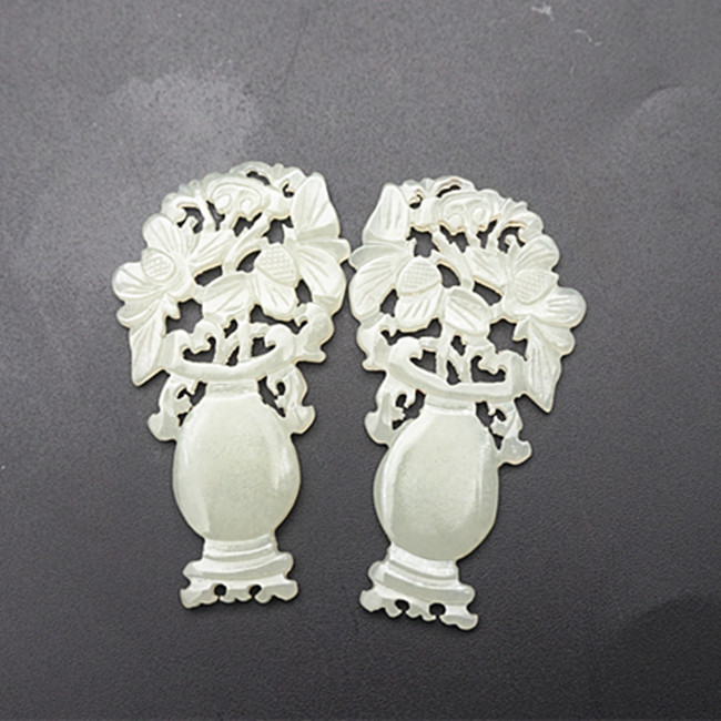 和田玉青白玉仿古拉丝镂空雕刻