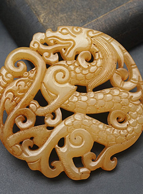 镂空龙凤项坠吊坠琉璃复古玉佩