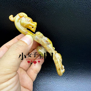 古玩玉器苍龙教子带钩玉佩仿古明清望子成龙腰带扣把件汉服腰挂钩