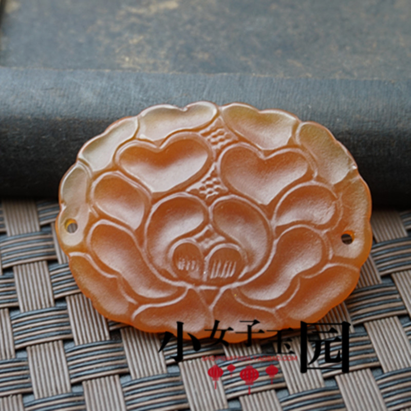古玩老玉 清代老玛瑙帽花 椭圆形花帽仿古老玛瑙花片帽正古装头饰