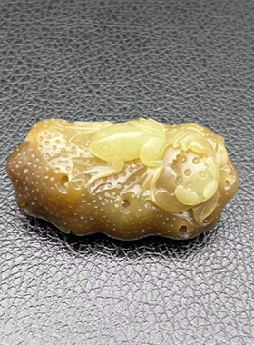 和田玉青蛙莲花玉佩玉坠糖玉呱呱来财吊坠挂件青莲颈饰毛衣坠腰佩