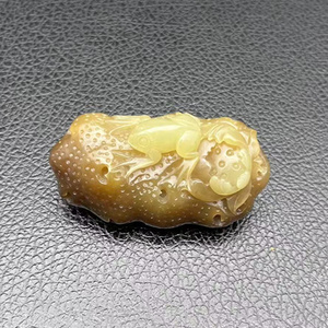 和田玉青蛙莲花玉佩玉坠糖玉呱呱来财吊坠挂件青莲颈饰毛衣坠腰佩