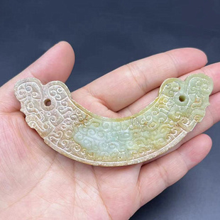 玉璜玉衡项链挂坠仿古蟠龙半圆双龙玉佩吊坠挂件古风汉服颈饰配饰