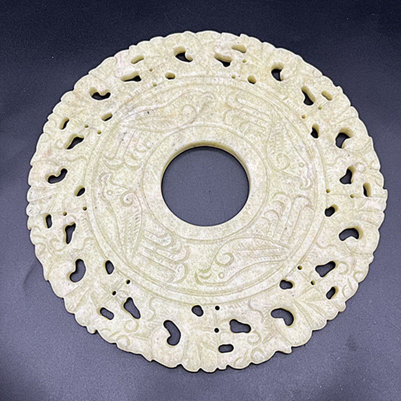 雪花玉玉璧平安扣玉摆件平安玉佩
