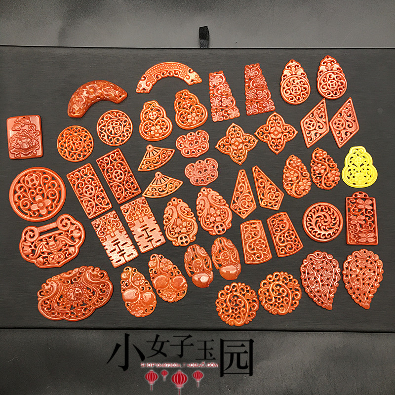 红啡镂空扇形耳坠配饰