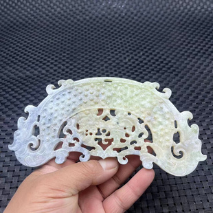 岫玉双龙玉璜玉佩弯璜仿古做旧弯璜摆件古风汉服腰佩腰坠玉石配饰