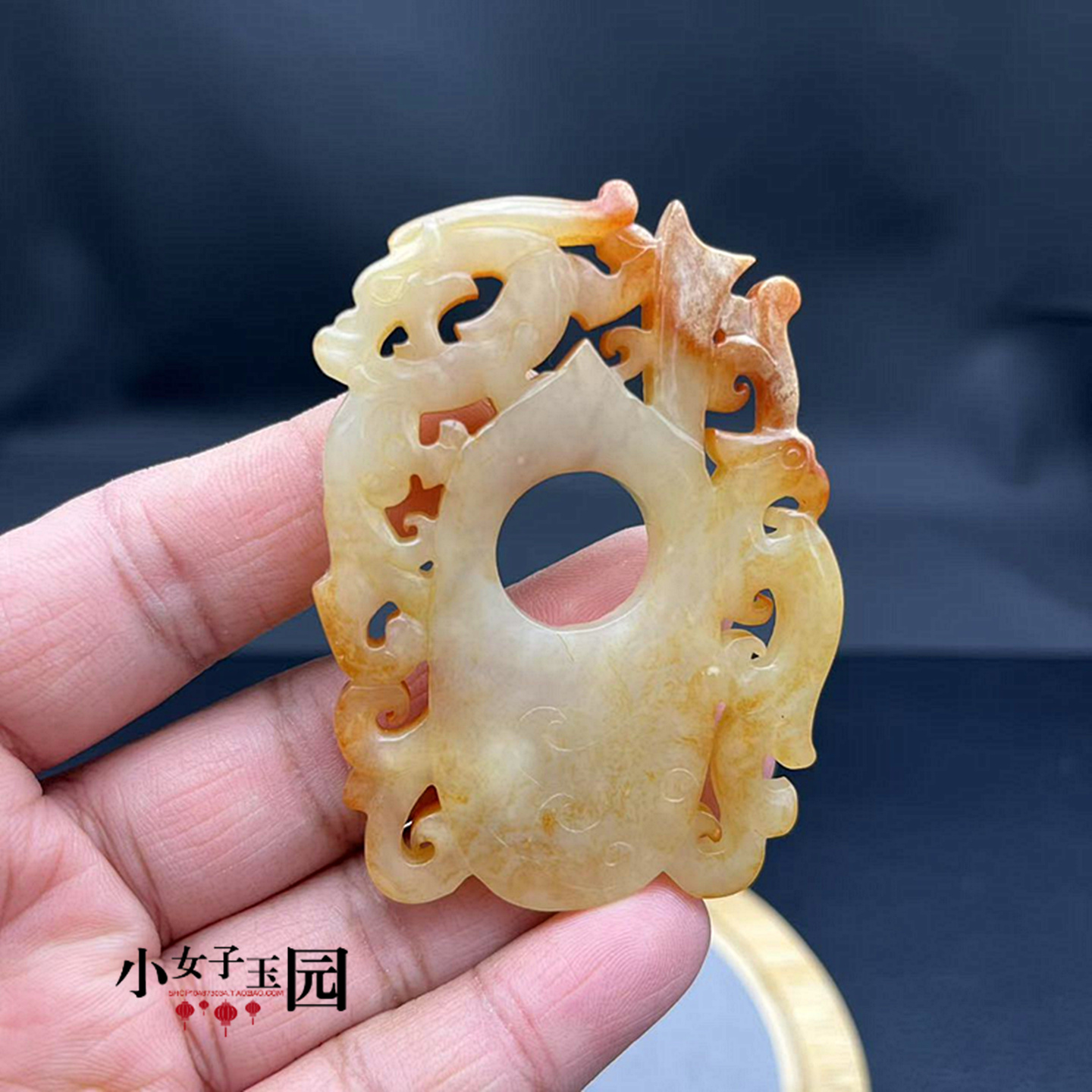 和田玉龙凤玉璧玉佩仿古战汉仿古老玉仿古龙吊坠挂件项链坠锁骨链