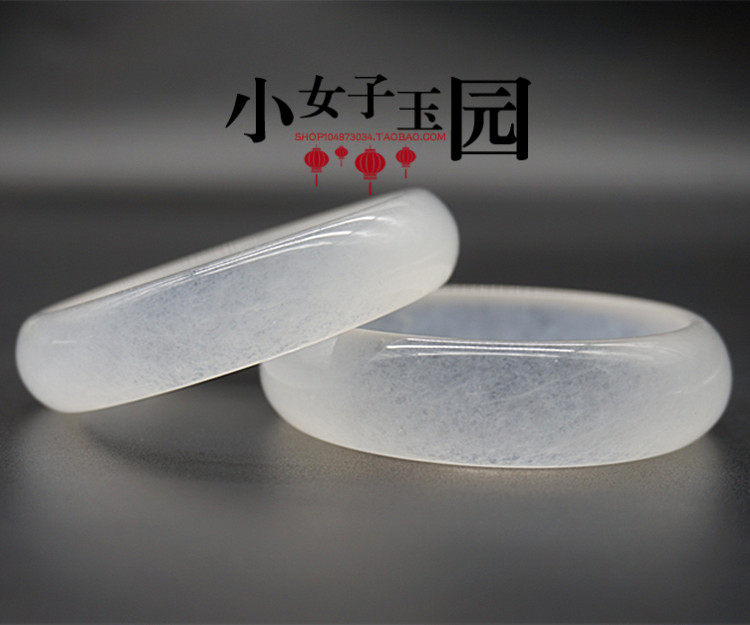 石英岩冰种玉镯白玉手镯女士手饰少女玉镯玉石手镯女玉镯子手饰品