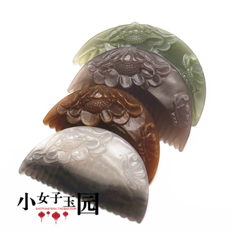 高档和田玉梳子玉佩玉坠女款梳子挂件吊住一顺百顺毛衣坠文艺古风