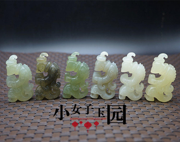 岫玉立体仿古雕人物挂坠 明清件复古人物玉佩吊坠腰坠玉石玉器