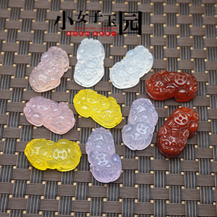 玛瑙貔貅玉吊坠挂件白粉紫黄红貔貅玉佩项链坠包挂DIY手工配件