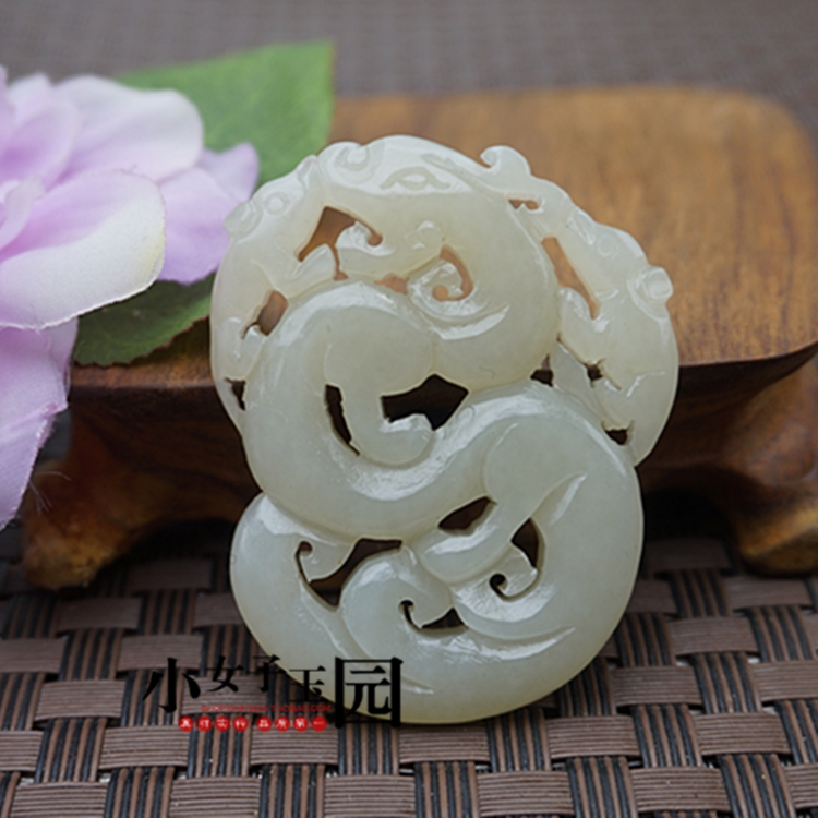 和田玉拉丝镂空雕刻望子成龙吊坠