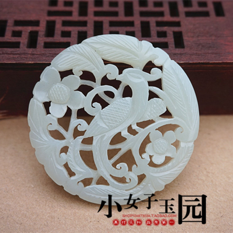 青白玉喜鹊闹梅玉佩毛衣坠和田玉拉丝镂空雕刻喜上眉梢玉佩玉坠