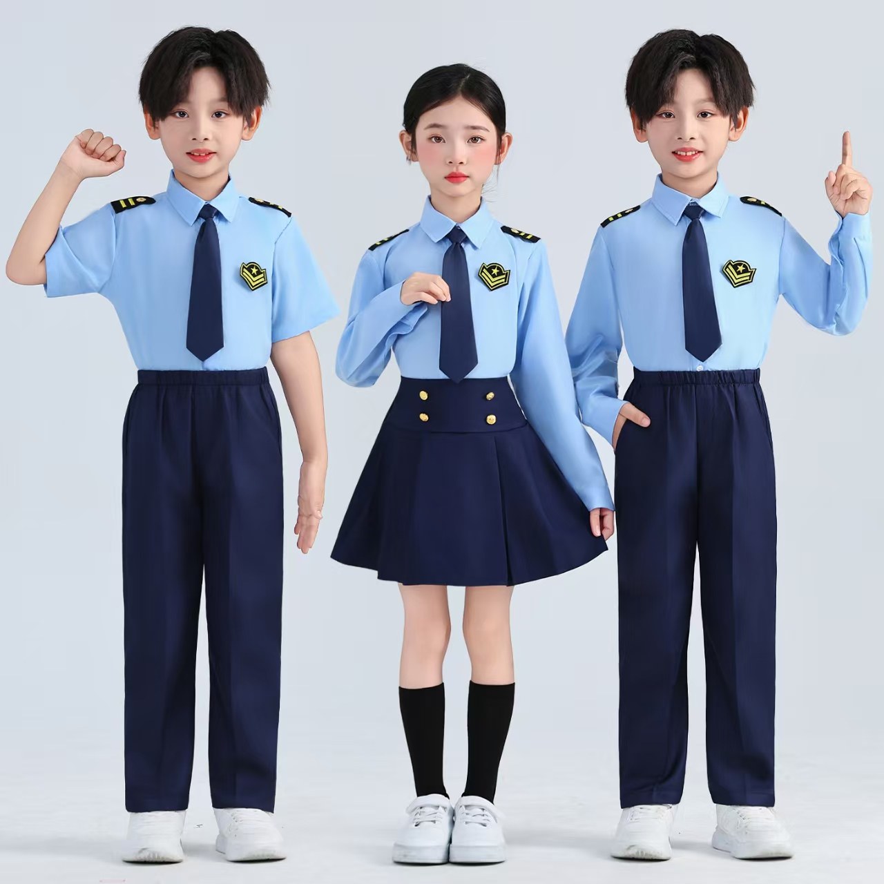 儿童小海军演出服中小学生蓝衬衣合唱团表演服空军校服毕业照班服