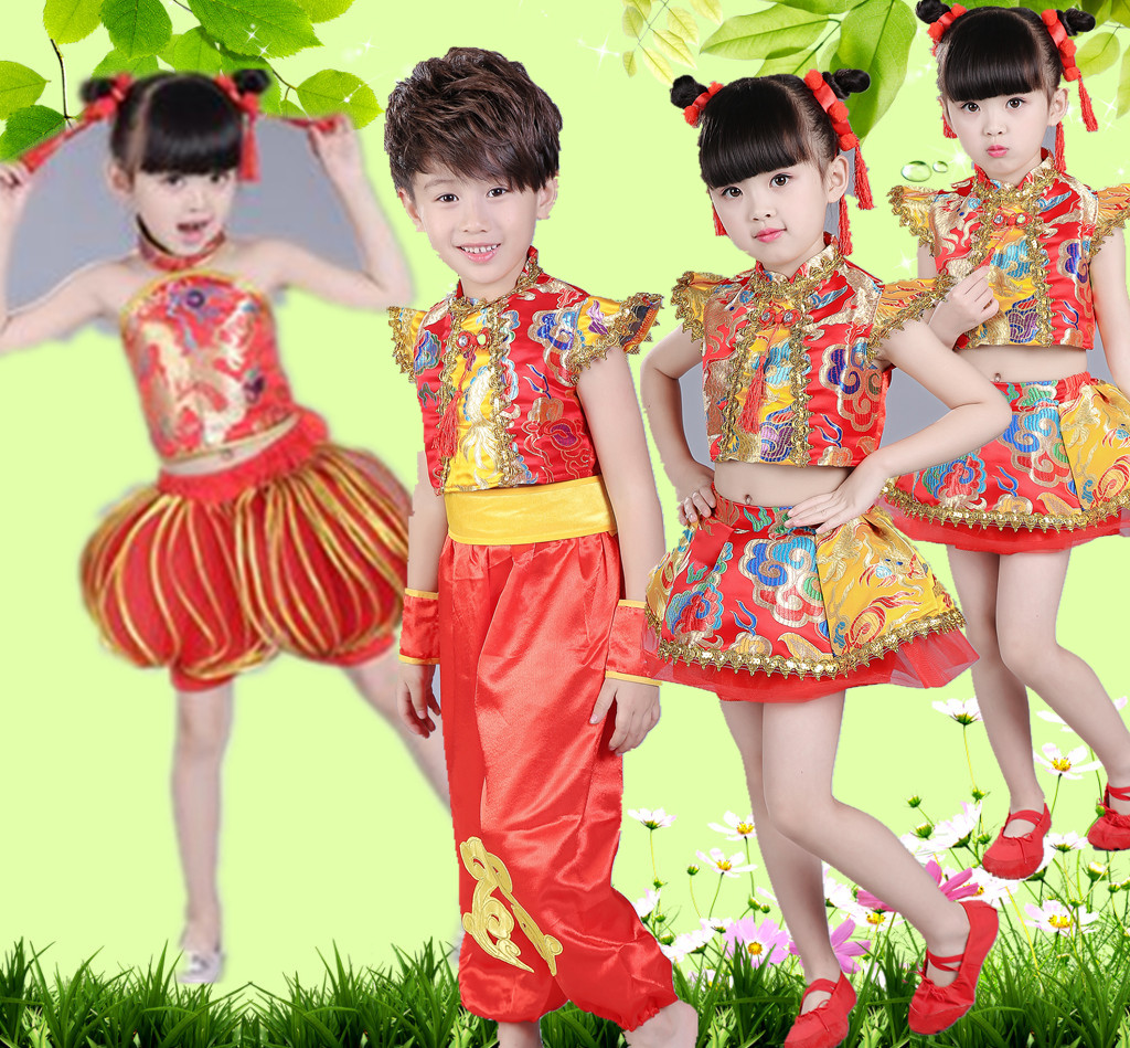 儿童元旦春节喜庆拜年演出服图片