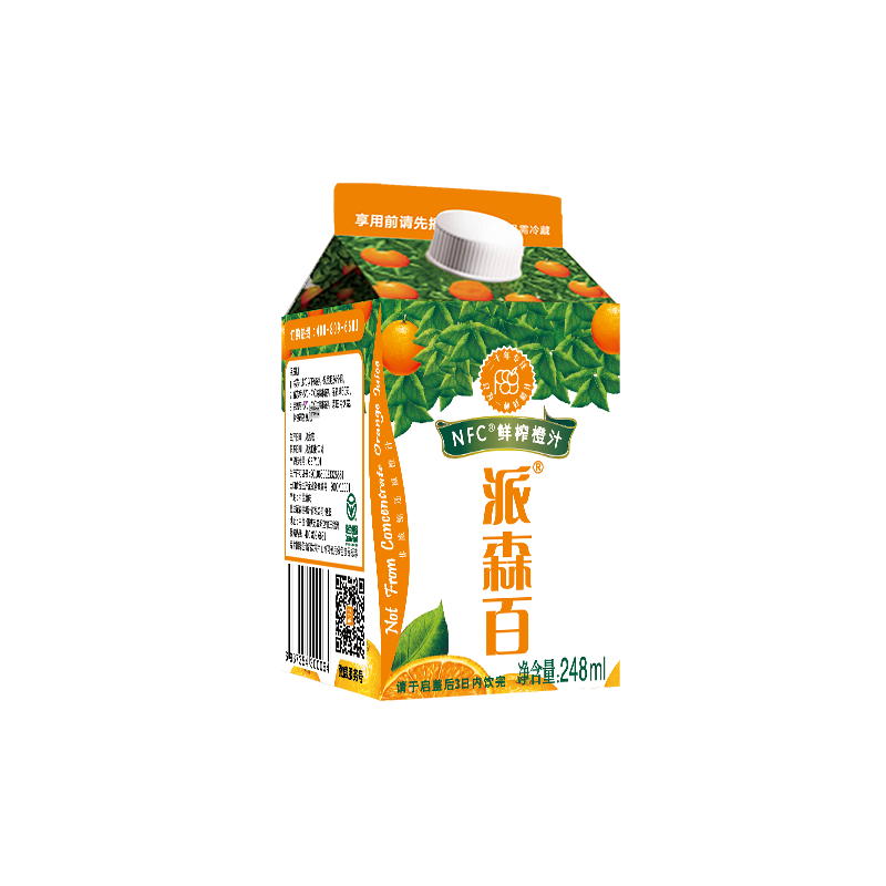 派森百NFC鮮榨橙汁組合套餐二夏季清涼飲品攜帶方便248ml*9盒*5箱