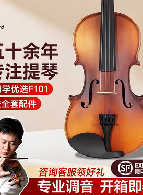 凤灵小提琴儿童初学者手工云杉木枫木学生考级成人演奏乐器F101