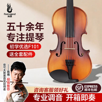 凤灵小提琴儿童初学者手工云杉木枫木学生考级成人演奏乐器F101