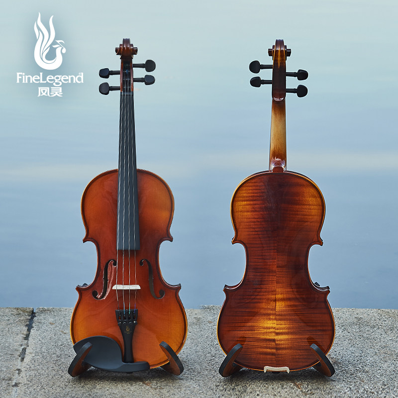 凤灵小提琴儿童初学者云杉木虎纹考级入门手工乌木专业学生成人