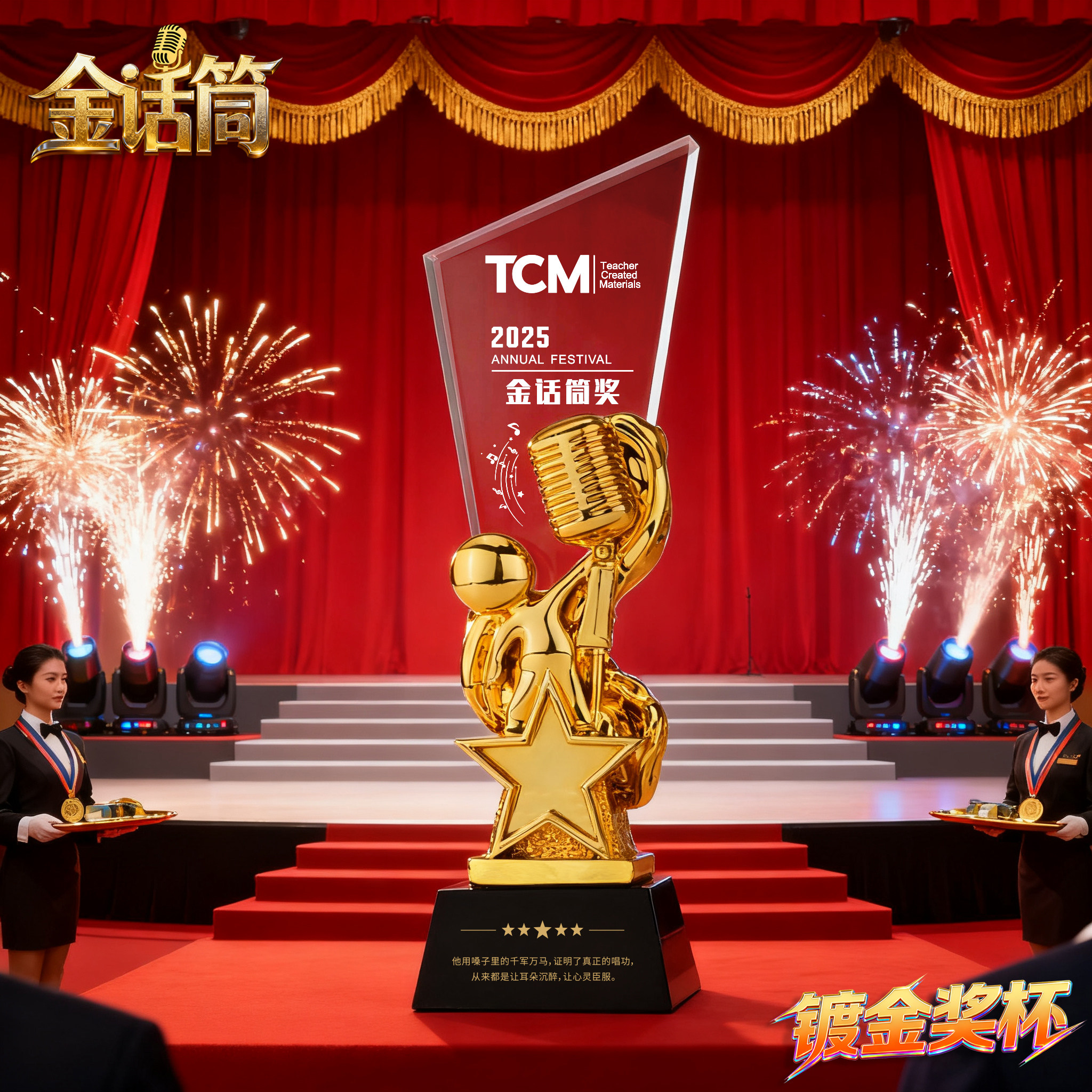 金话筒奖杯定制麦克风唱歌比赛主持人演讲好声音朗诵颁奖纪念歌手