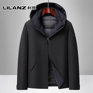 利郎男士连帽夹克羽绒服冬季商务休闲防风加厚胖子保暖外套