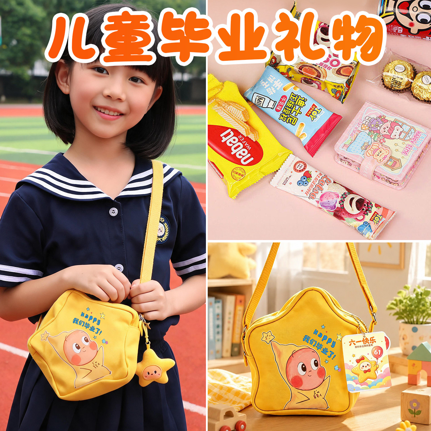 六一儿童节礼物小朋友星星人斜跨包幼儿园单肩包小学生毕业送全班