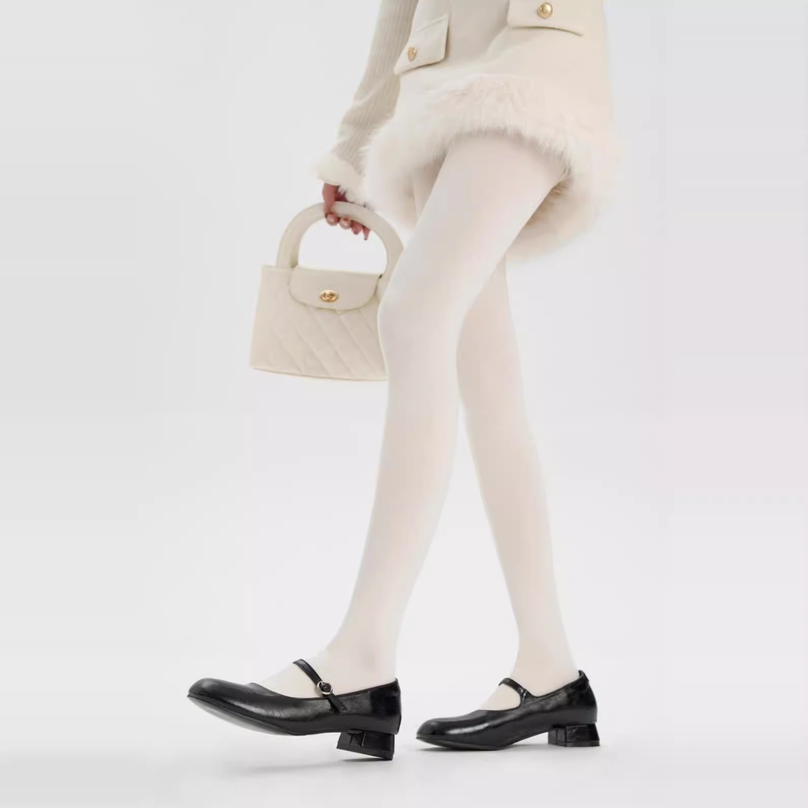 日本小羊绒Lolita连裤袜加绒加厚秋冬季保暖外穿显瘦白色打底裤