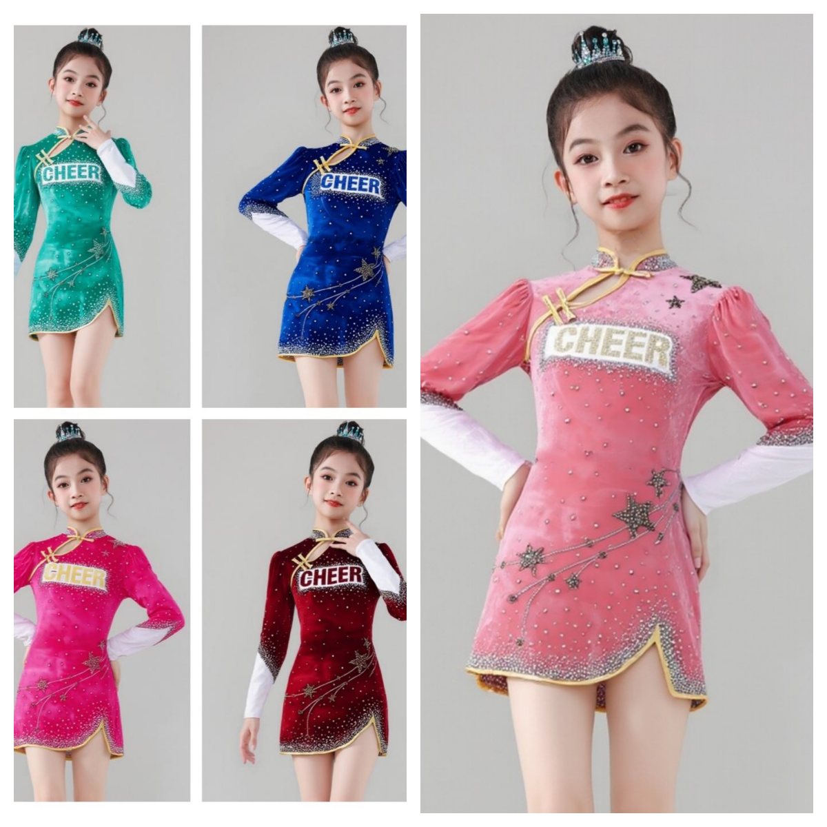 专业啦啦操演出服装儿童啦啦队比赛训练服装花球拉拉操服拉拉队服