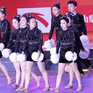 儿童啦啦操比赛服长袖女童拉拉队演出服健美体操竞技专业比赛服装