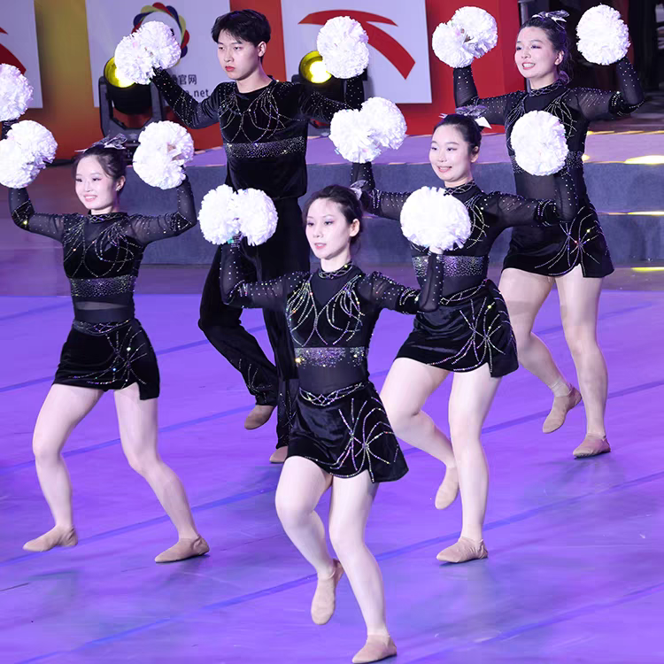 儿童啦啦操比赛服长袖女童拉拉队演出服健美体操竞技专业比赛服装