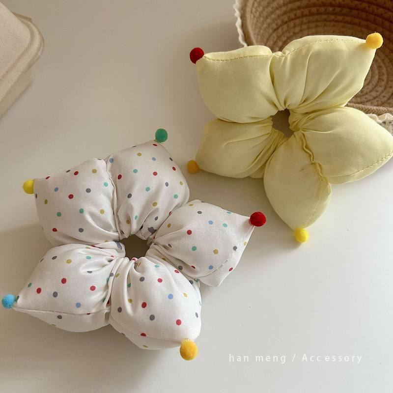 超可爱彩色波点五角星大肠发圈女高级感慵懒风创意头饰丸子头发绳