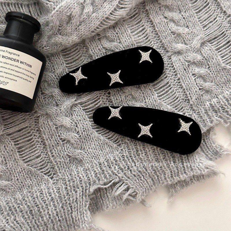 新款秋冬丝绒星星发夹侧边发卡前额刘海碎发夹鸭嘴夹卡子发饰