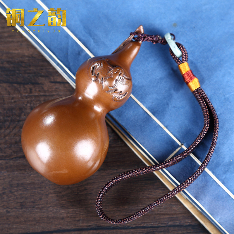 纯手工纯铜葫芦摆件紫铜把玩精铜葫芦手把件室内桌面家居工艺装饰