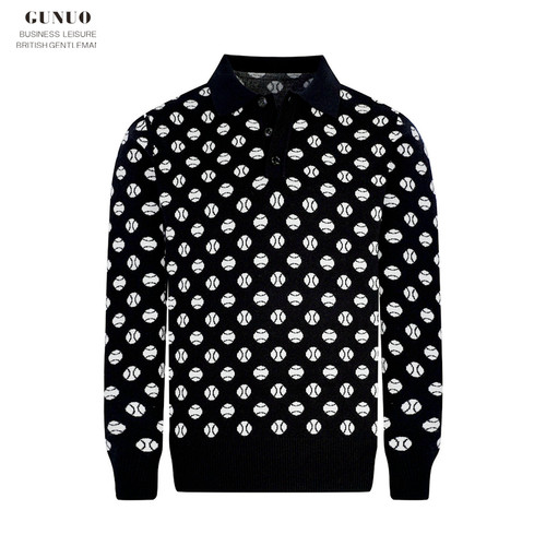 秋冬长袖商务网球提花polo衫奢华