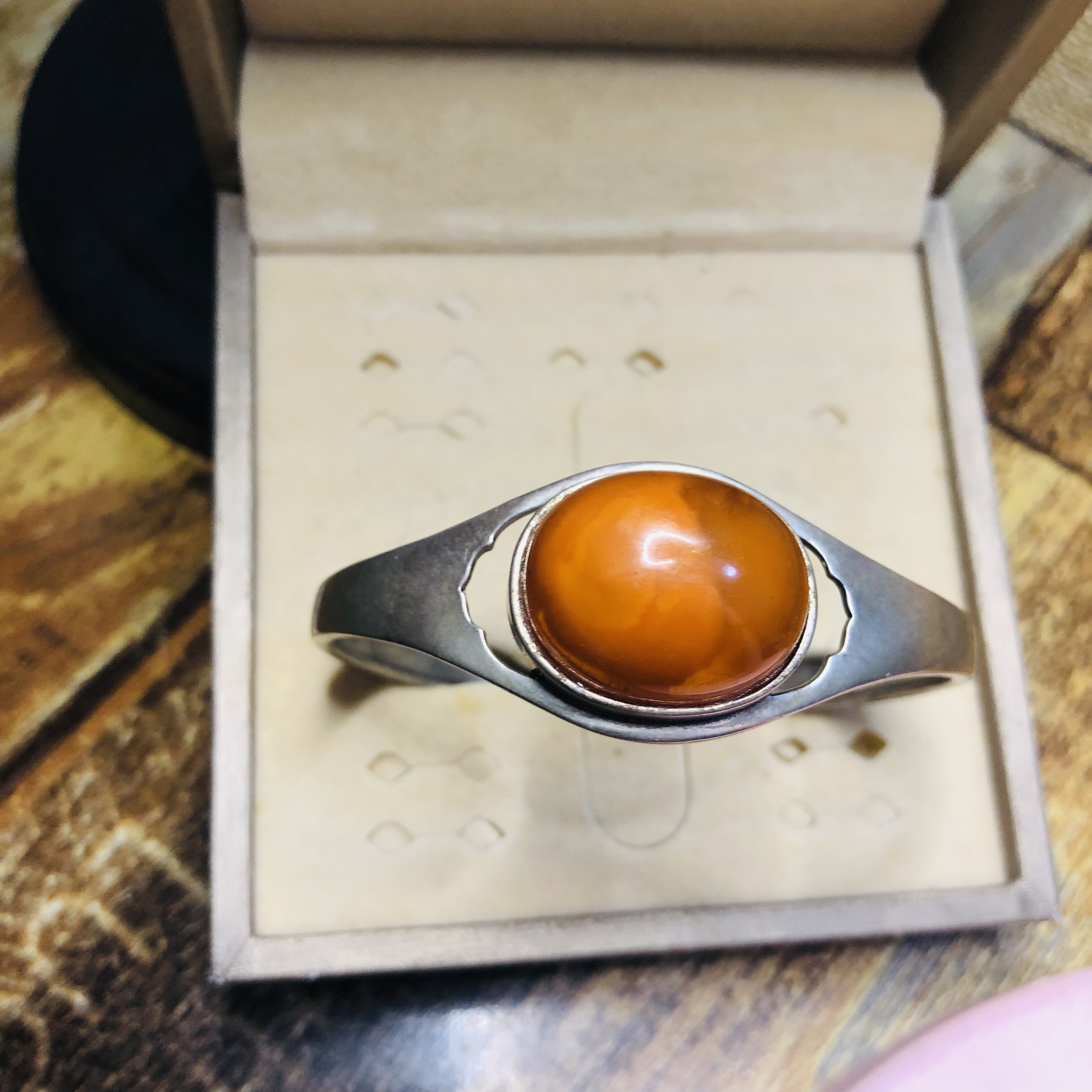 天然原矿鸡油红蜜蜡17X21MM宫廷手链925银镶手镯形手链圈口可调