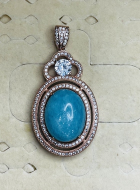 天然天河石吊坠13x19MM秘鲁吊坠s925银镶嵌原石简单气质款花边款