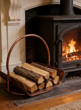 壁炉柴篮木柴架手提式柴火搬运收纳架民宿小空间堆柴架冬铁艺柴框
