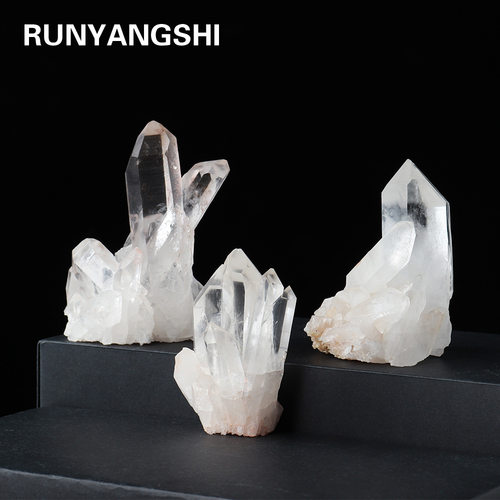 天然白水晶晶簇摆件水晶簇原石能量柱消磁批发家居办公原生态摆件