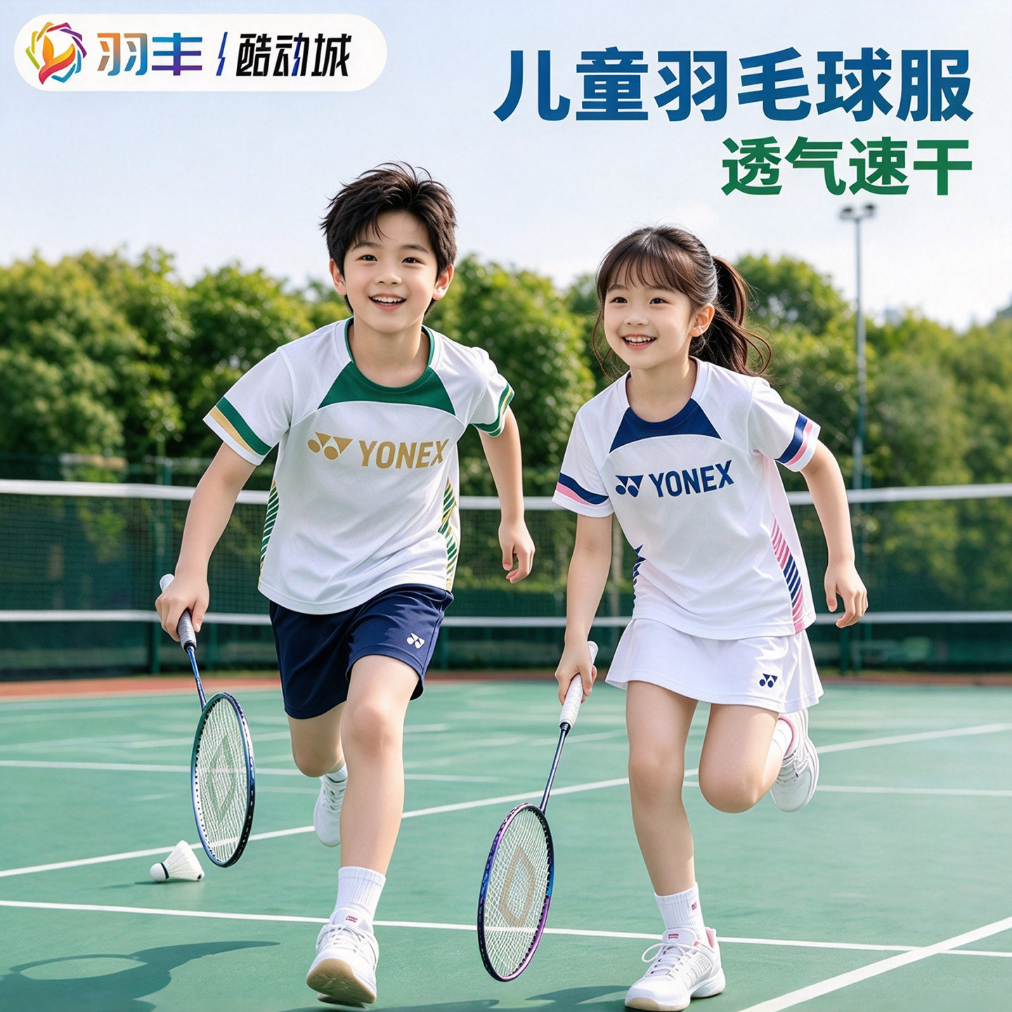 YONEX尤尼克斯3100626BCR羽毛球服儿童青少年运动短袖速干3200426