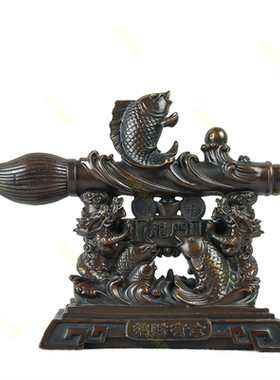 纯铜鲤鱼跃龙门摆件鲤鱼跳龙门装饰品文昌笔客厅书桌办公室桌面