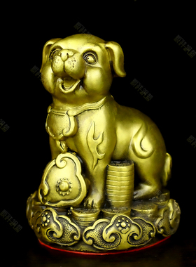 纯铜聚宝盆狗客厅装饰摆件狗一对铜狗补角房屋西北缺角化解摆件