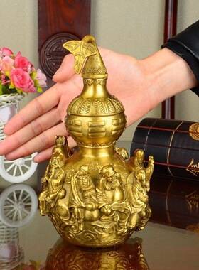 纯铜葫芦饰品大八仙葫芦家居客厅入口财富工艺品创意装饰桌面