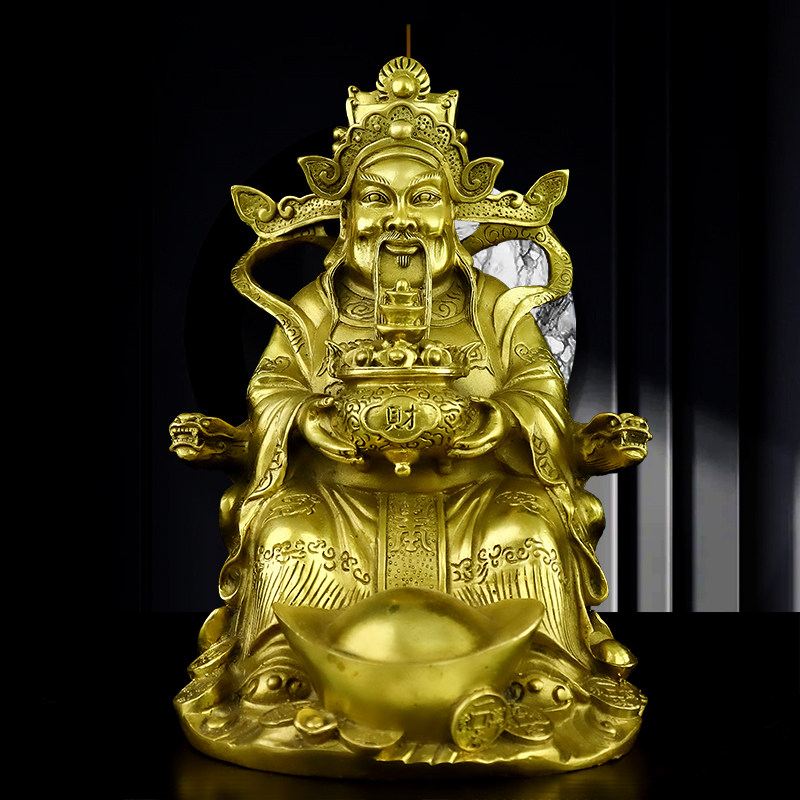 纯铜文财神爷神像家用财神爷佛像招财摆件文财神比干客厅办公室