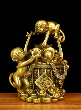 纯铜一桶金猴子摆件铜猴子饰品家居客厅卧室儿童房工艺品生日礼物